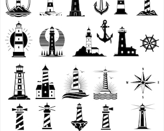 Leuchtturm SVG-Bundle, Leuchtturm PNG-Bundle, Leuchtturm Clipart, Leuchtturm SVG-Schnittdateien für Cricut, Maritim Rahmen, Ozean Rahmen, Nautische Rahmen