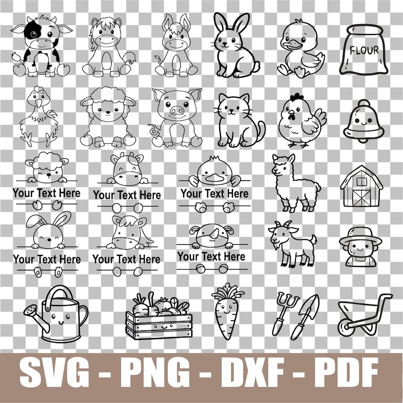 Cute Baby Farm Animals SVG Bundle | Farm Animal Vector Files PNG DXF ...