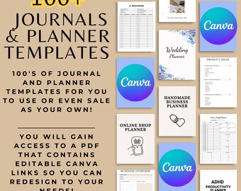 Journal & Planner Templates Canva, Editable, Master Resell Rights, PLR