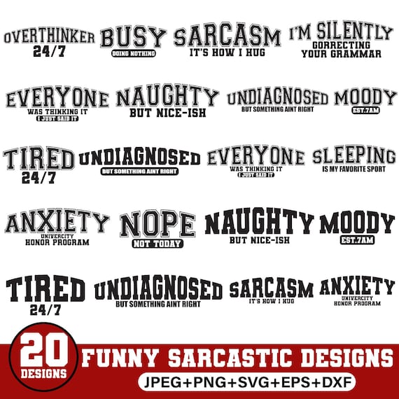 Sarcastic Quotes SVG Bundle, Funny Sarcasm Designs (Digital Download)