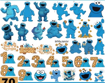 Cookie Monster SVG, Elmo Svg, Cookie Png, Monster Svg, Monster Cookie, cookie birthday, cookie monster outline, Blue Monster, monster cricut