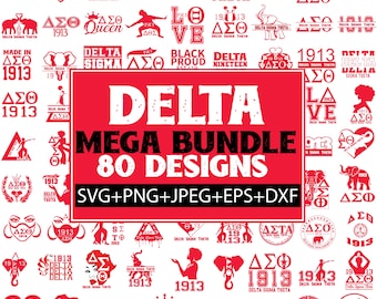 Delta Sigma Theta SVG Bundle, Sorority Greek Letters (80 Designs)