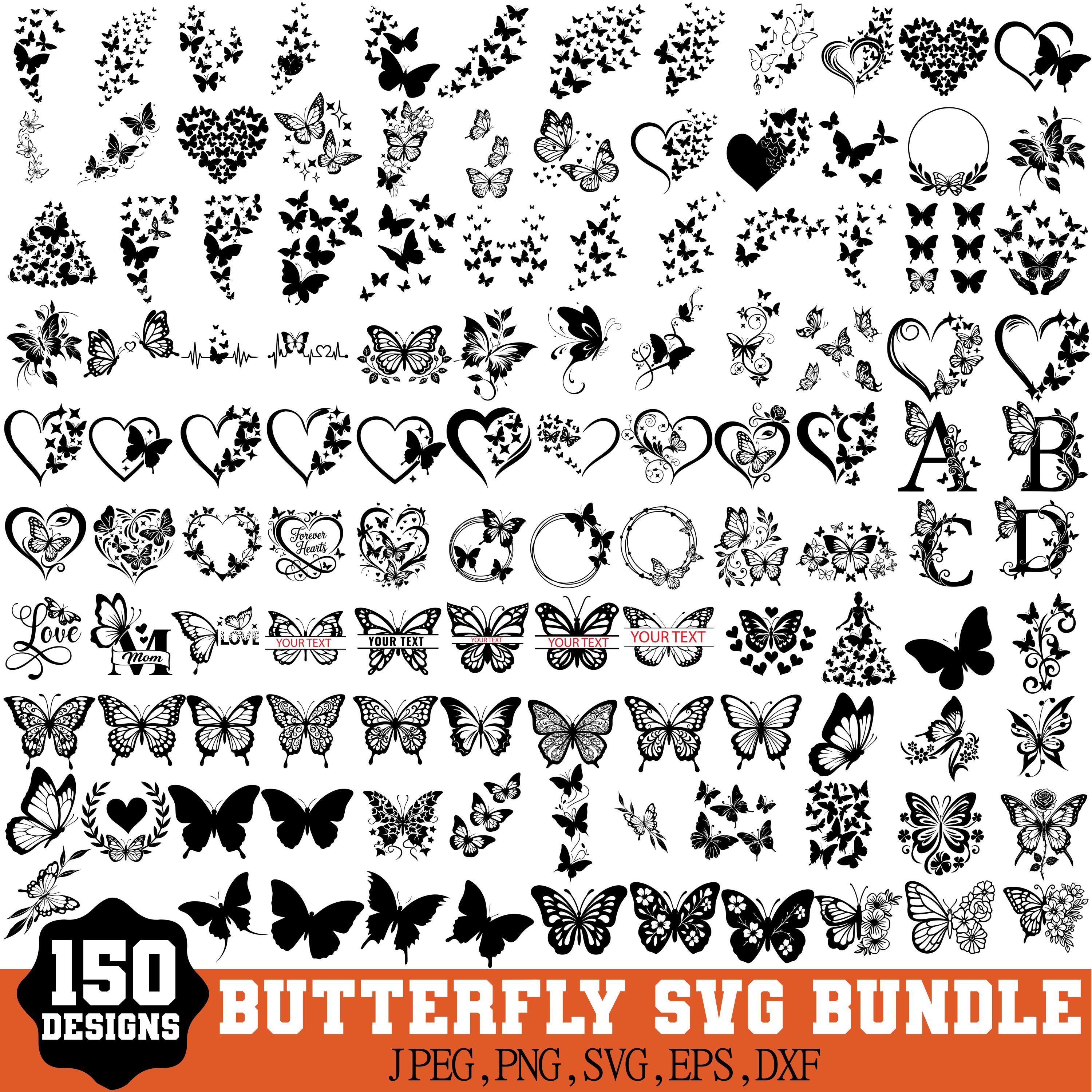 Layered Butterfly SVG PNG Bundle, 150 Designs for Cricut (digital ...