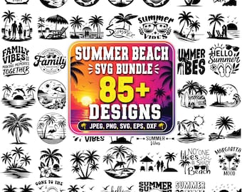 Summer Beach SVG Bundle | Tropical Palm Tree, Vacation Vibes Cut Files (90+ Designs)