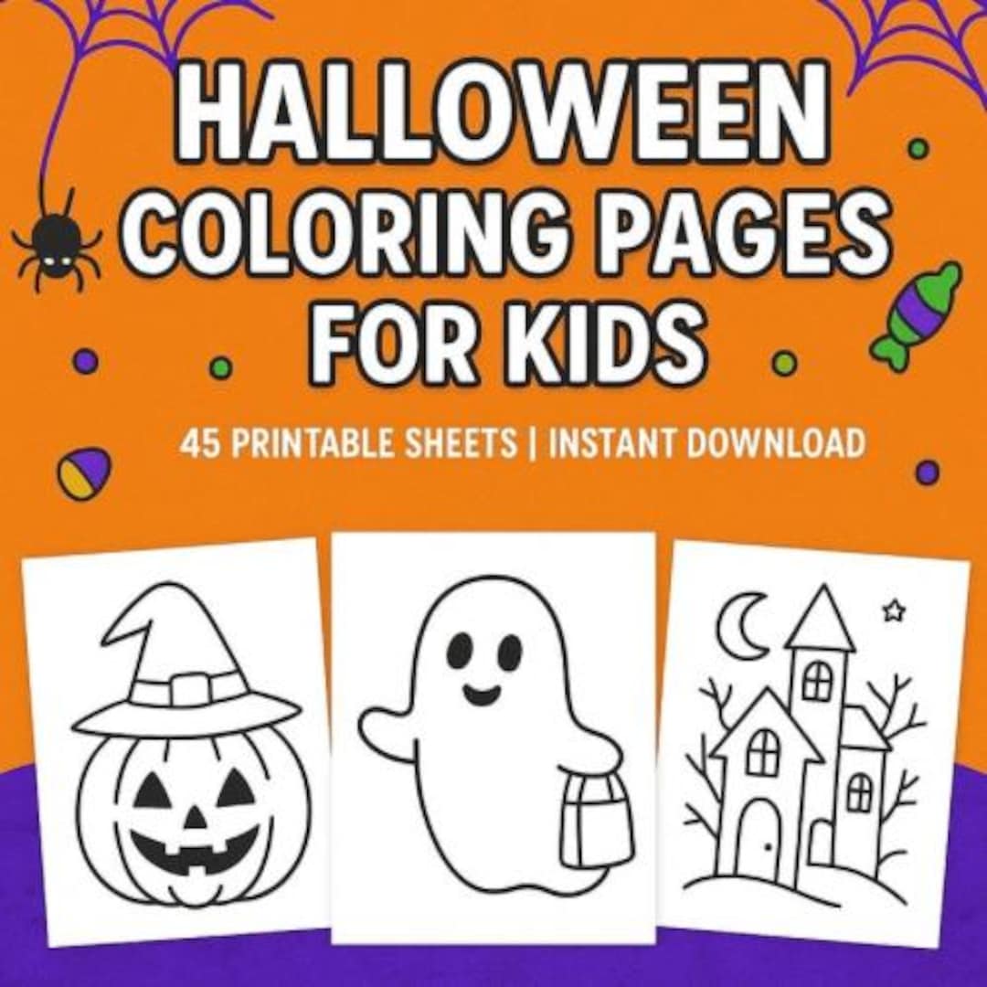 Halloween Coloring Pages for Kids – 45 Printable Designs (digital ...