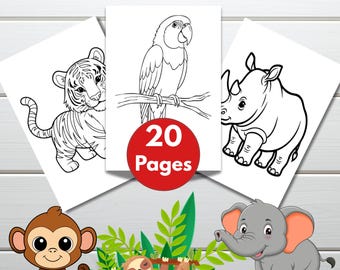 Jungle Animals Coloring Pages For Kids: 20 Printable Safari Animals PDF