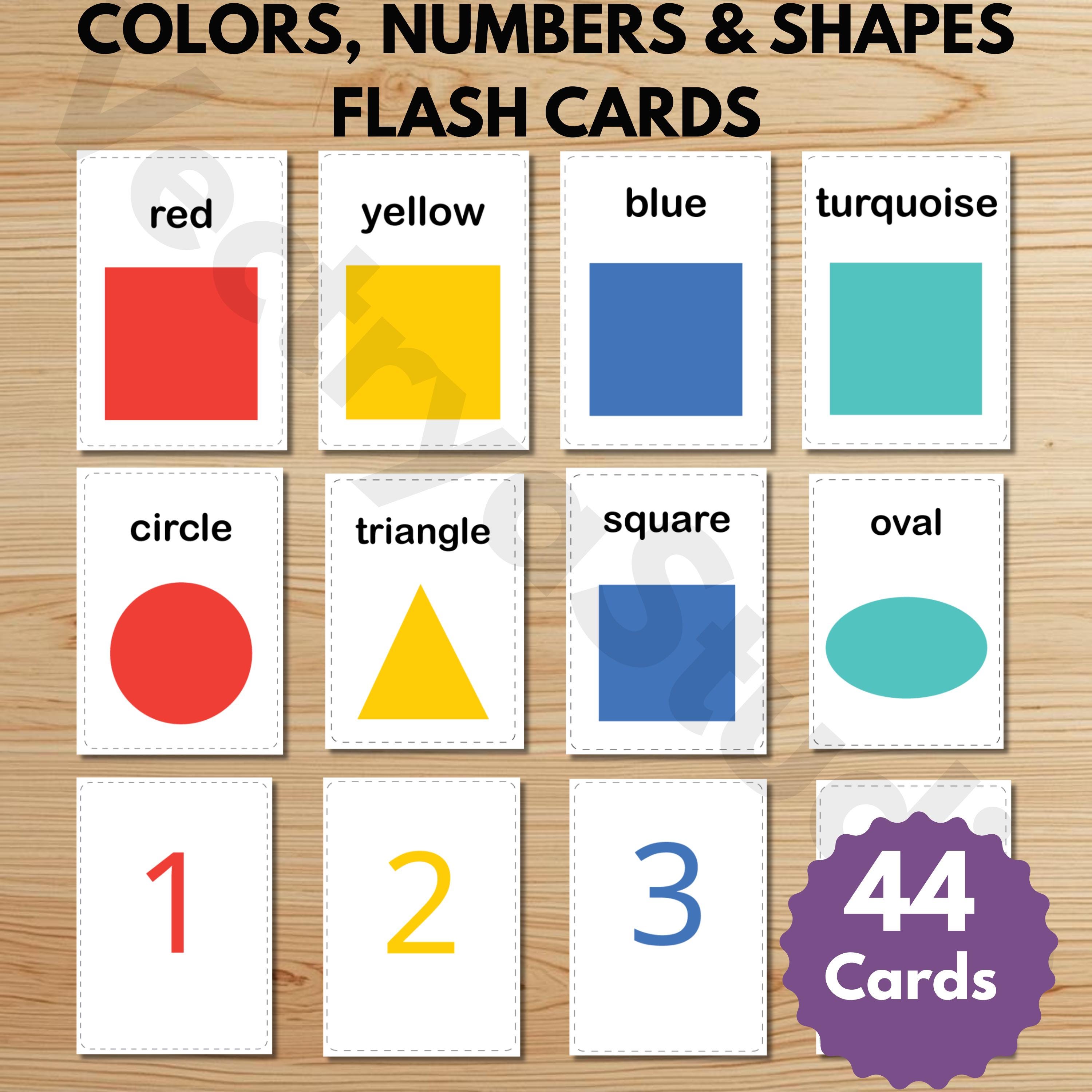 Learning Flash Cards Color, Shape and Numbers: Coordinated 44 Cards