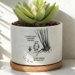 Maceta de agradecimiento, Maceta que marca la diferencia, Regalo de agradecimiento, Decoración de cerámica para el hogar, Macetas de Winnie the Pooh