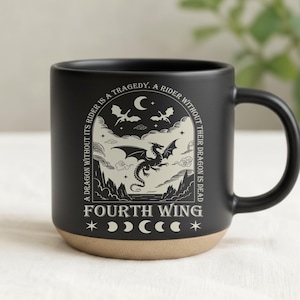 Fourth Wing Pottery Mug, Fourth Wing Inspired Decor, Fantasy Reader Gifts, Bookish Gifts, Bookish Dragon Mug, Dragon Lover Gift