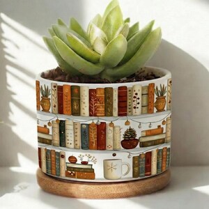 Book Lover Planter, Book Reading Plant Pot, Book Lover Planter Pot, Ceramic Home Decor, Bookish Plant Pot, Vintage Book Planter, Ceramic Pot