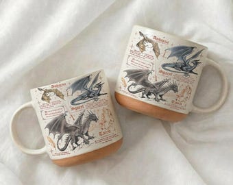 Fourth Wing Dragon Pottery Mug, Bookish Fantasy Reader Gift