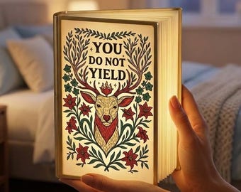 You Do Not Yield Book Lamp, Throne of Glass Inspired Decor, Fantasy Night Light