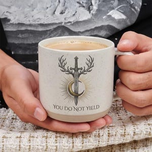 Du ger inte upp keramikmugg, glastronmugg, TOG-merchandise, boklig present till läsare, Aelin Galathynius-tryck, fantasyläsarmugg