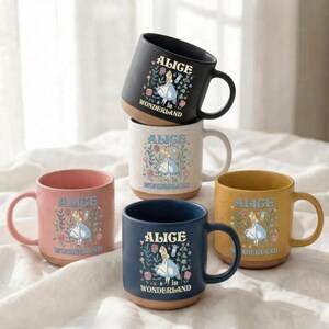 Alice in Wonderland Pottery Mug, Light Academia Book Theme Coffee Cup