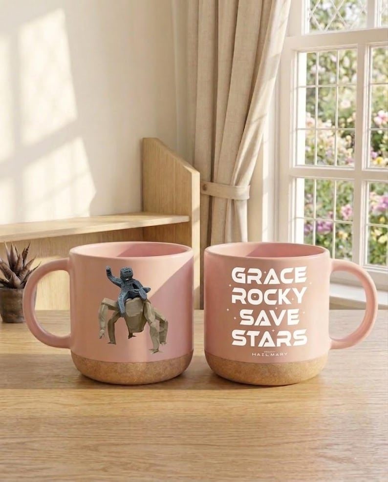 Grace Rocky Save Stars Mug, Book Lover Pottery Mug, Project Hail Mary Merch, Rocky Amaze Space Mug, Sci-Fi Book Lover Gift. image 3