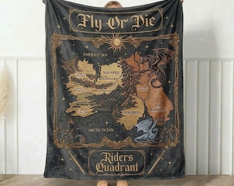 Mapa de Fourth Wing, Manta de Fourth Wing, Manta de Iron Flame, Serie Empyrean, Manta acogedora de Dragon, Mantas de fantasía para amantes de los libros, Regalo de Booktok