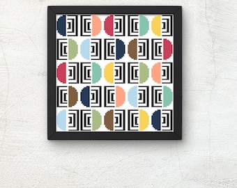 Mid Century Modern Half Concentric Circle Pattern
