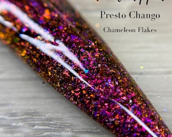 Chameleon Flake Powder: Multicolored Purple, Gold, Green, Burgundy - “Presto Chango” Dip Powder for nails