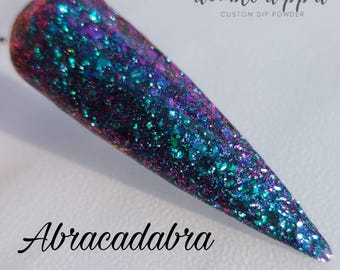 Chameleon Flake Powder: Green, Teal, Blue, Purple Color Shift - “Abracadabra” Dip Powder for nails
