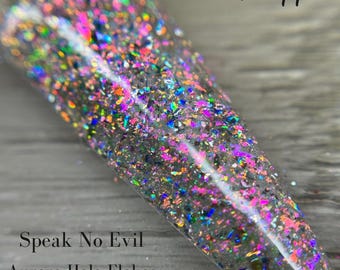 Holographic nail Dip Powder "Speak No Evil" Topper
