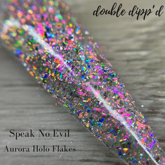 Holographic nail Dip Powder "Speak No Evil" Topper