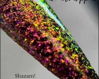 Chameleon Flake Powder:”Shazam!” Dip Powder for nails