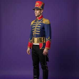 Professional Drum Major Costume | Men's Nutcracker Soldier Jacket | Gold Fringe Military Parade Uniform | Jacket + Hat image 8