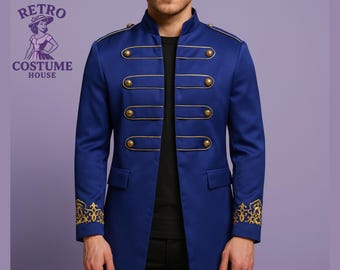 グリーン刺繍入り燕尾服ジャケット | ゴールド装飾コスチュームコート