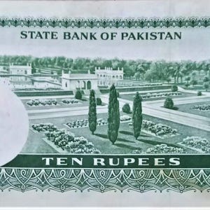Pakistan 10 Rupees currency Banknotes 1972-75 XF, old paper money ,Foreign World Banknotes, Collection old Paper Money. gifts for him