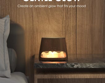 Lámpara de sal del Himalaya 2 en 1, difusor de aceites esenciales, humidificador de aromaterapia con efecto llama