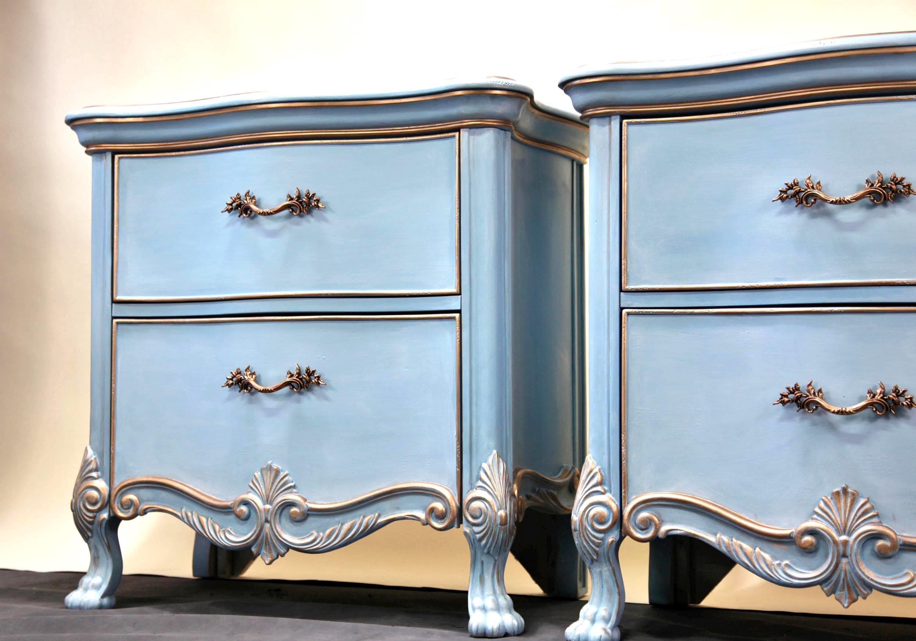 Vintage French Provincial Blue Nightstand