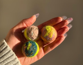 Needle Felted Merino Wool Cat Toys with Pure Catnip - Set of 3 | The Pebble