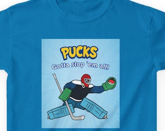 Kids Hockey Theme Tee, Fun Shirt for Young Athletes, Hockey Goalie Shirt, Great for Sports Events, Birthdays, Gifts, Casual Wear