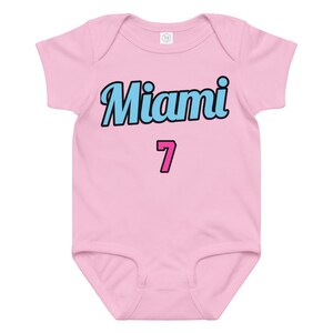 OH BABY, BABYTOKOUNMPO! Miami Baby Jersey Bodysuit, Vice Stripe, Basketball Fan Outfit