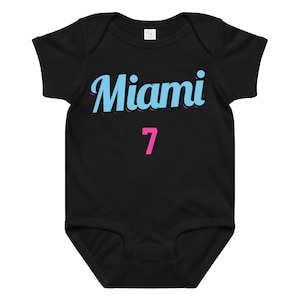 OH BABY, BABYTOKOUNMPO! Miami Baby Jersey Bodysuit, Vice Stripe, Basketball Fan Outfit