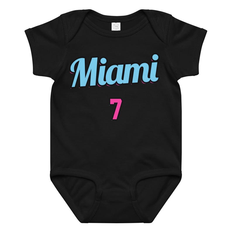 OH BABY, BABYTOKOUNMPO! Miami Baby Jersey Bodysuit, Vice Stripe, Basketball Fan Outfit