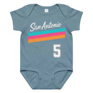 Custom San Antonio Baby Onesie, Personalized Spurs Baby Outfit, Fiesta Baby Bodysuit, Custom Name Number Baby Jersey, Basketball Baby Gift