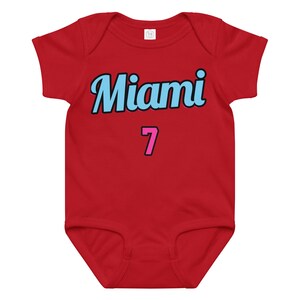 OH BABY, BABYTOKOUNMPO! Miami Baby Jersey Bodysuit, Vice Stripe, Basketball Fan Outfit