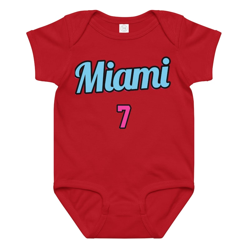 OH BABY, BABYTOKOUNMPO! Miami Baby Jersey Bodysuit, Vice Stripe, Basketball Fan Outfit