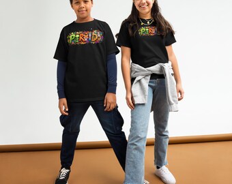Por Vida Youth Shirt, San Antonio Fiesta Basketball Tee, Multicolor Character Design