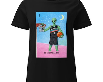 Loteria Alien Shirt Women | Mexican Loteria Style Basketball Tee | Space Basketball Graphic Shirt | Latina Streetwear Tee
