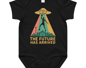 Alien UFO Basketball Baby Bodysuit, Future Has Arrived Infant Outfit