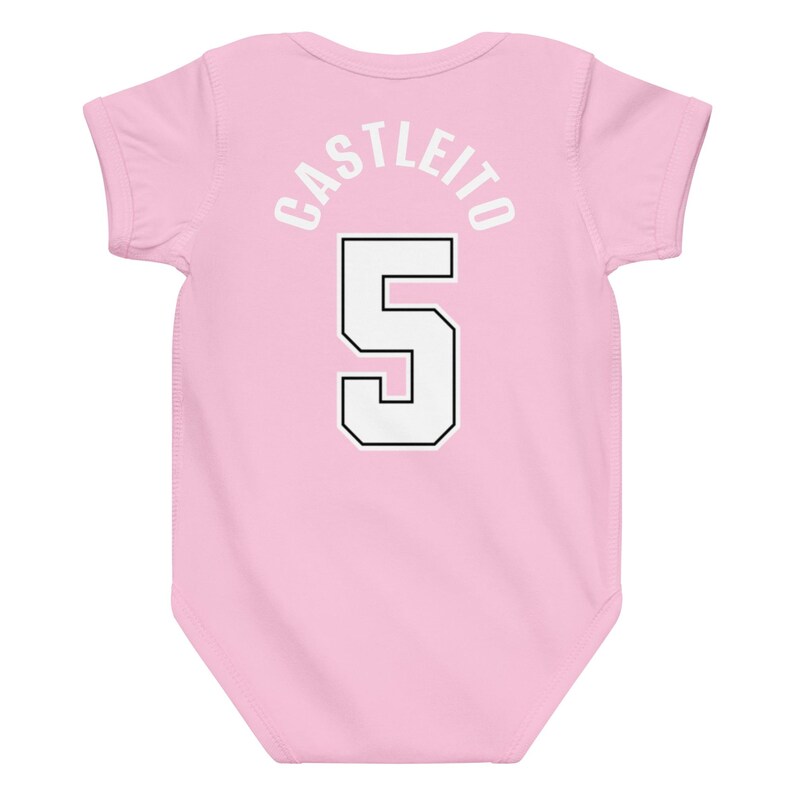 San Antonio Baby Onesie Fiesta Colors | Custom Name Jersey Onesie | Spurs Style Baby Outfit | Personalized Baby Gift | Castleito Back