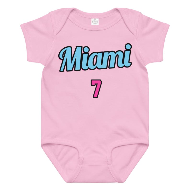 Custom Miami Baby Onesie, Personalized Baby Outfit, Vice Baby Bodysuit, Custom Name Baby Jersey, Basketball Baby Gift