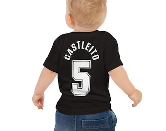 San Antonio Baby Shirt Fiesta Colors | Custom Name Jersey Tee | Baby Spurs Style Shirt | Personalized Kids Shirt | Castleito Back Print