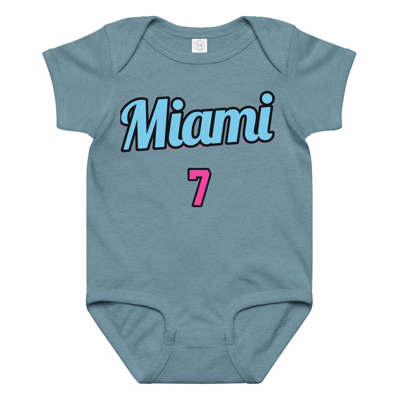 OH BABY, BABYTOKOUNMPO! Miami Baby Jersey Bodysuit, Vice Stripe, Basketball Fan Outfit