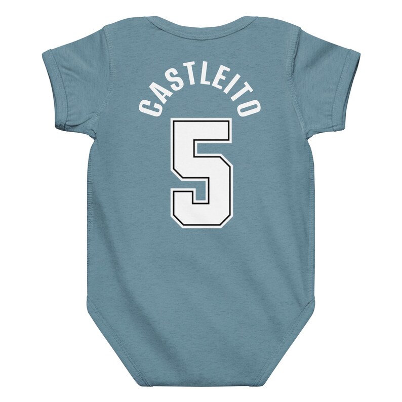 San Antonio Baby Onesie Fiesta Colors | Custom Name Jersey Onesie | Spurs Style Baby Outfit | Personalized Baby Gift | Castleito Back