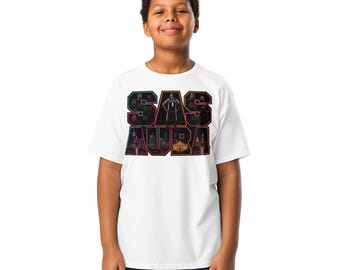Youth San Antonio Basketball Aura Shirt, Kids Fiesta Outline Skyline Tee, Alien Hoops Graphic Shirt