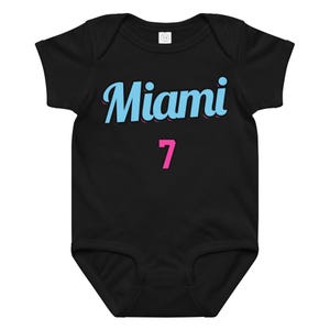 Custom Miami Baby Onesie, Personalized Baby Outfit, Vice Baby Bodysuit, Custom Name Baby Jersey, Basketball Baby Gift