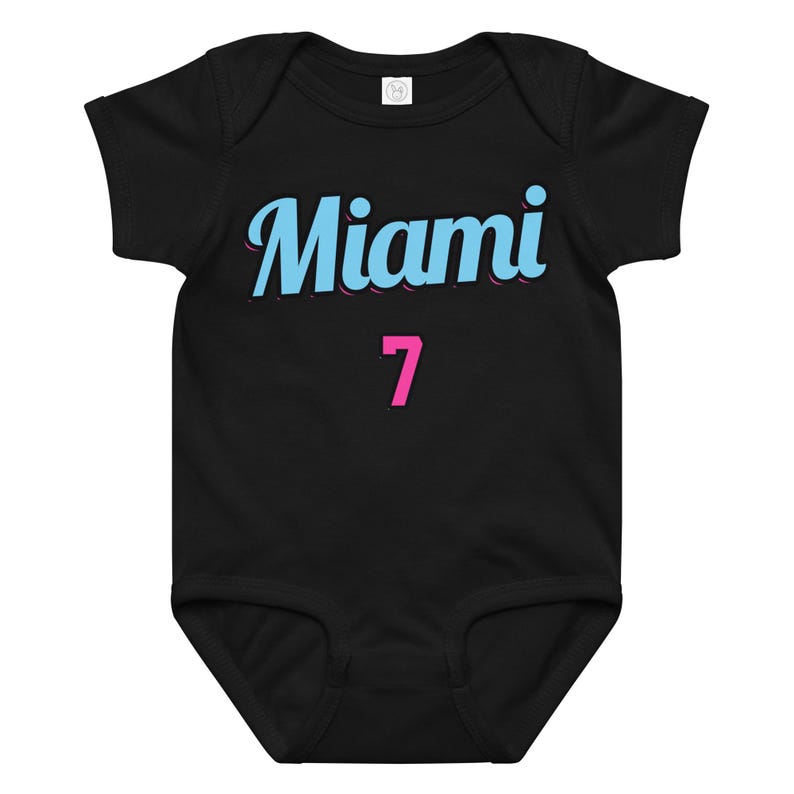 Custom Miami Baby Onesie, Personalized Baby Outfit, Vice Baby Bodysuit, Custom Name Baby Jersey, Basketball Baby Gift